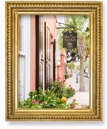 Framed picture of front of Inn